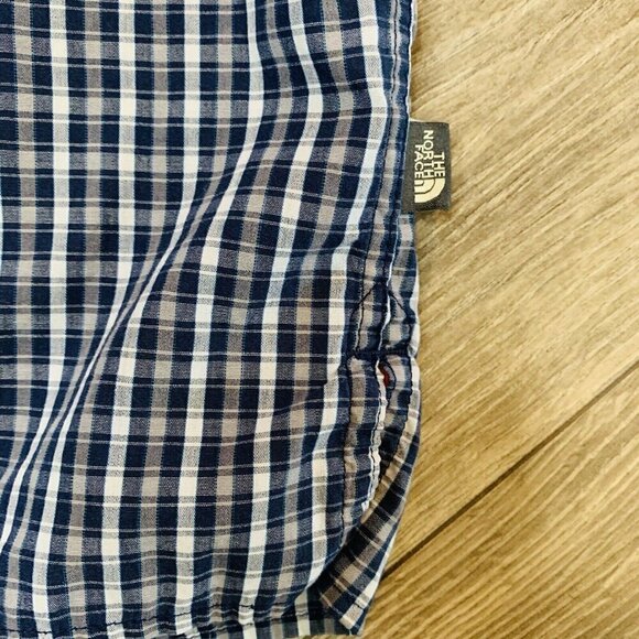The North Face Mens Shirt Short Sleeve Plaid Blue Cotton Blend Size Large - Picture 3 of 12